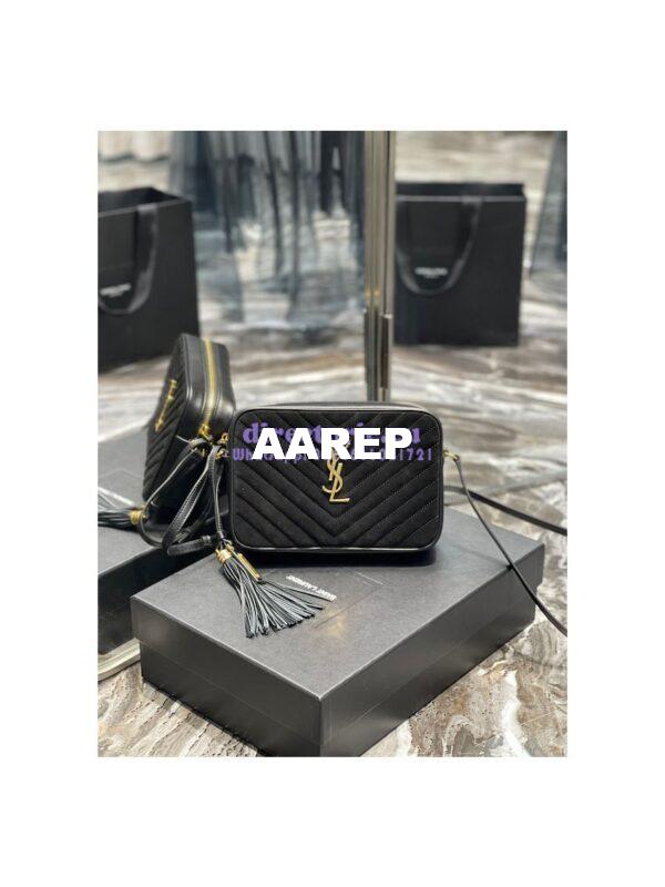 Replica YSL Saint Laurent Lou Camera Bag In Quilted Suede And Smooth Leather 520534 Black 3