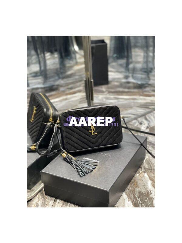 Replica YSL Saint Laurent Lou Camera Bag In Quilted Suede And Smooth Leather 520534 Black 4
