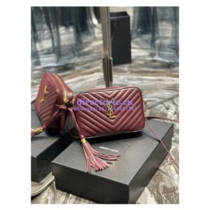 Replica YSL Saint Laurent Lou Camera Bag In Supple Quilted Leather 520534 Wine 2
