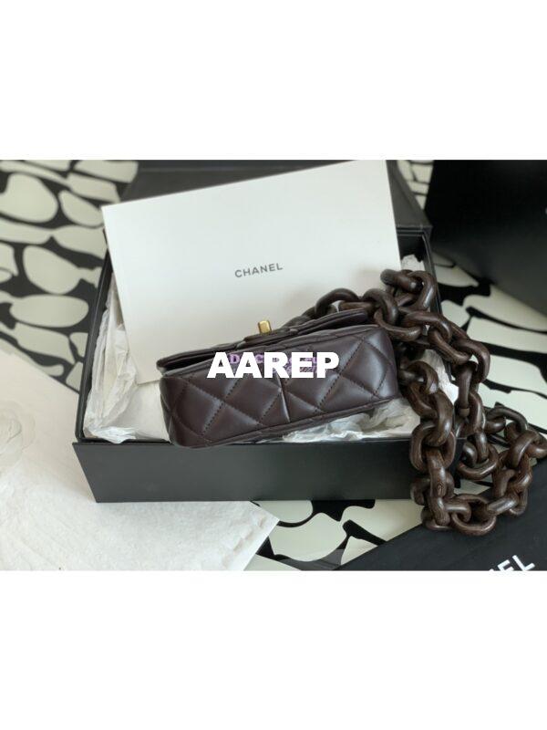 Replica Chanel Mini Flap Bag in Lambskin Wenge Wood AS4165 Brown 11