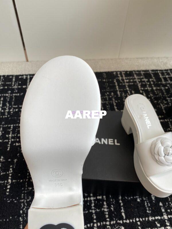 Replica Chanel Camellia Lambskin Platform Mules G45499 White 11