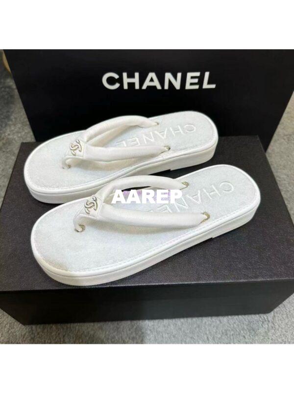 Replica Chanel 24C Thong Sandals G45517 white 4