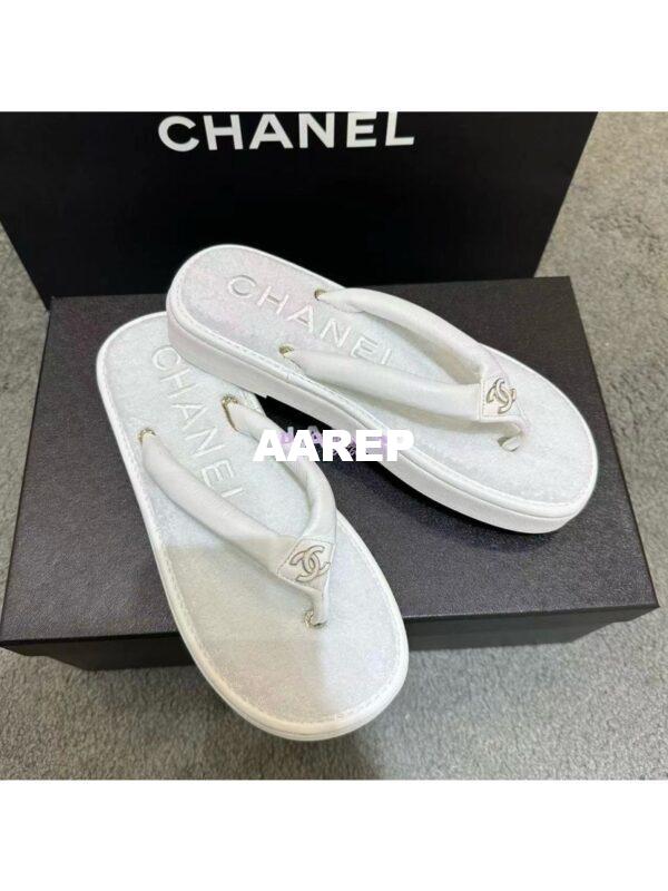 Replica Chanel 24C Thong Sandals G45517 white 5