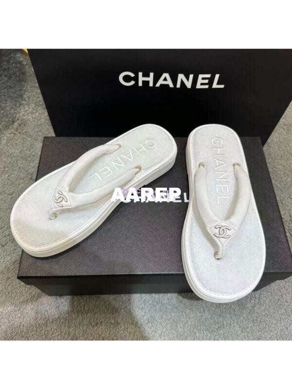 Replica Chanel 24C Thong Sandals G45517 white 8