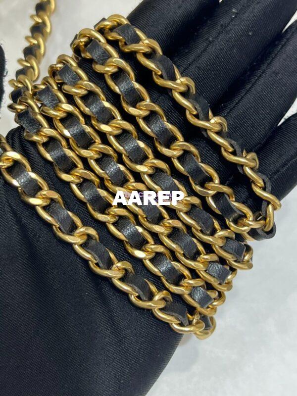 Replica Chanel Lambskin Flap Phone Holder with Chain with Imitation Pearls & Enamel AP3512 Black 18
