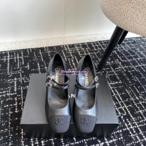 Replica Chanel 24SS Mary Janes Pumps Lambskin & Grosgrain G45696 Black