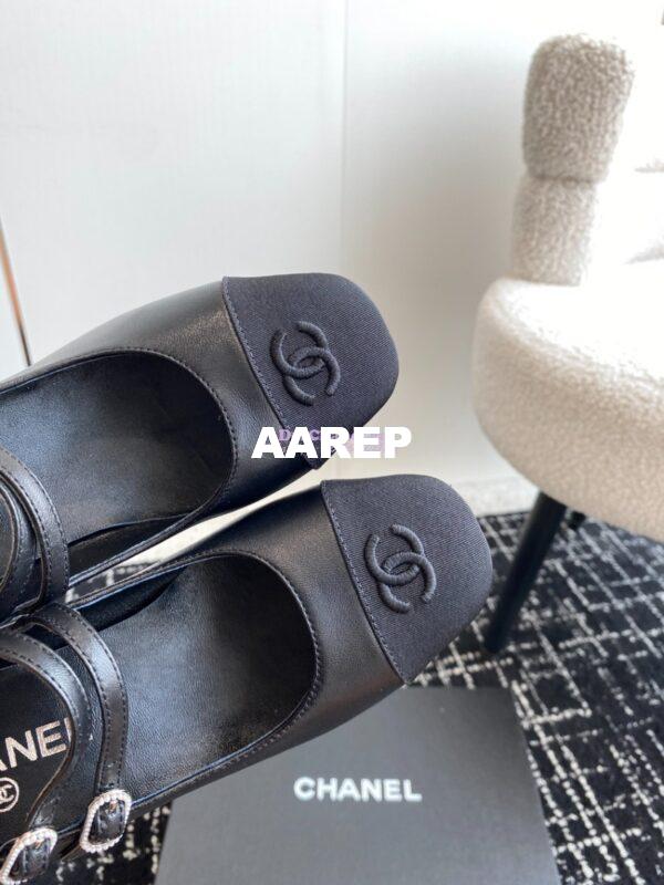 Replica Chanel 24SS Mary Janes Pumps Lambskin & Grosgrain G45696 Black 5