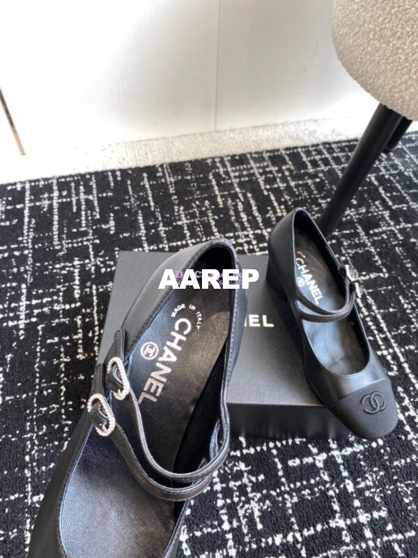 Replica Chanel 24SS Mary Janes Pumps Lambskin & Grosgrain G45696 Black 7