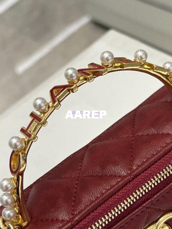 Replica Chanel Lambskin Clutch With Chain with Imitation Pearls & Enamel AP3515 Burgundy 5