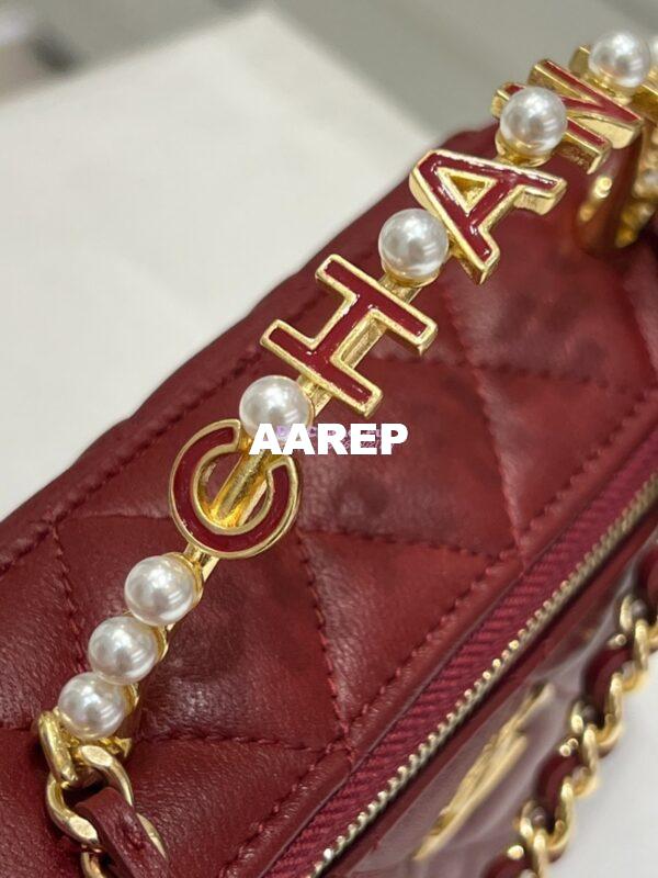 Replica Chanel Lambskin Clutch With Chain with Imitation Pearls & Enamel AP3515 Burgundy 7