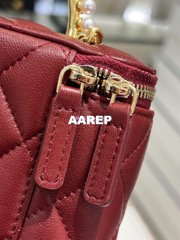 Replica Chanel Lambskin Clutch With Chain with Imitation Pearls & Enamel AP3515 Burgundy 13