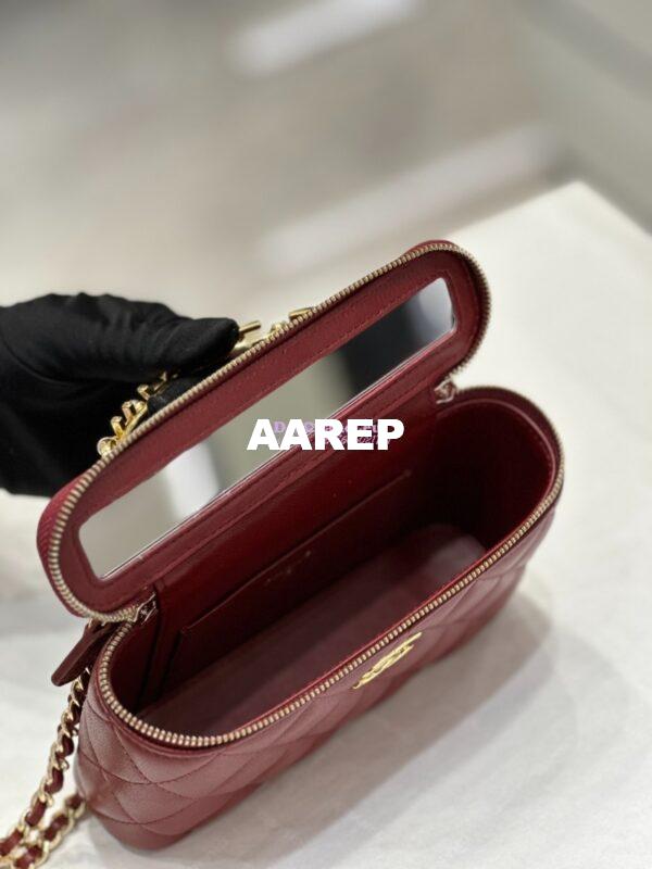 Replica Chanel Lambskin Clutch With Chain with Imitation Pearls & Enamel AP3515 Burgundy 14