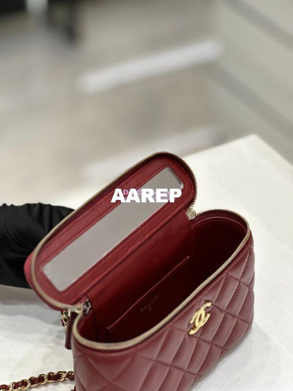 Replica Chanel Lambskin Clutch With Chain with Imitation Pearls & Enamel AP3515 Burgundy 15