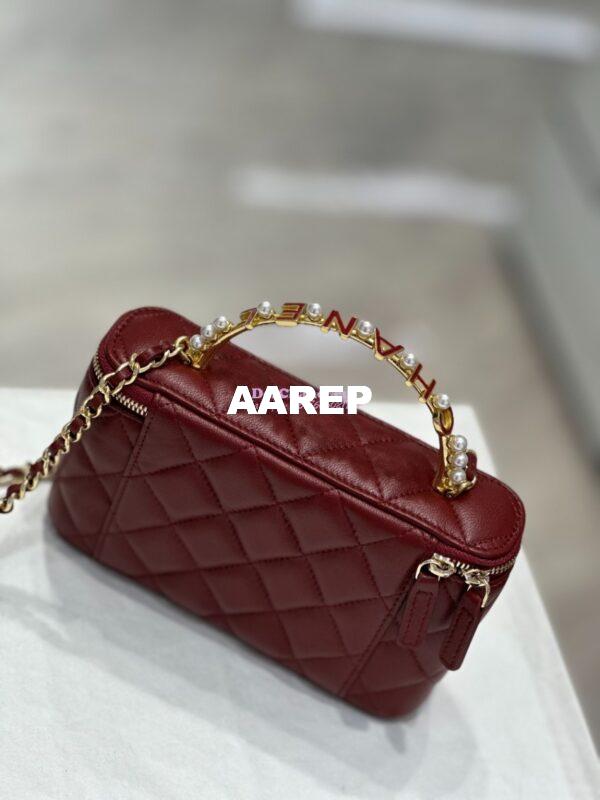 Replica Chanel Lambskin Clutch With Chain with Imitation Pearls & Enamel AP3515 Burgundy 18