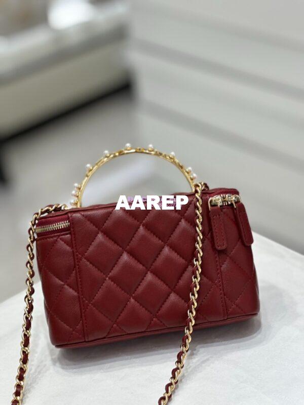 Replica Chanel Lambskin Clutch With Chain with Imitation Pearls & Enamel AP3515 Burgundy 19