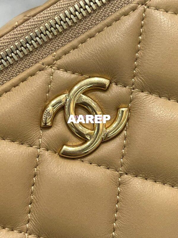 Replica Chanel Lambskin Clutch With Chain with Imitation Pearls & Enamel AP3515 Beige 9