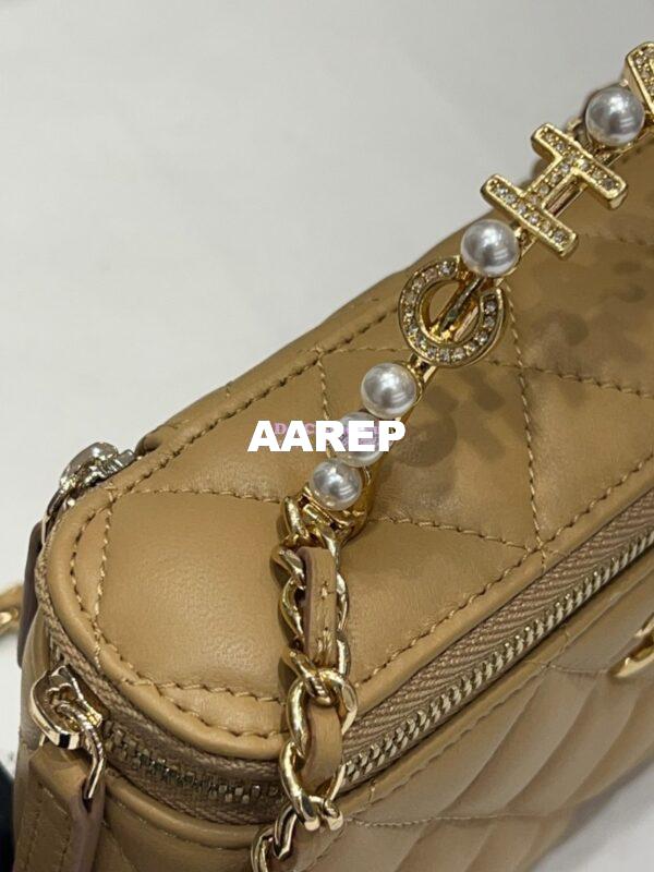 Replica Chanel Lambskin Clutch With Chain with Imitation Pearls & Enamel AP3515 Beige 10