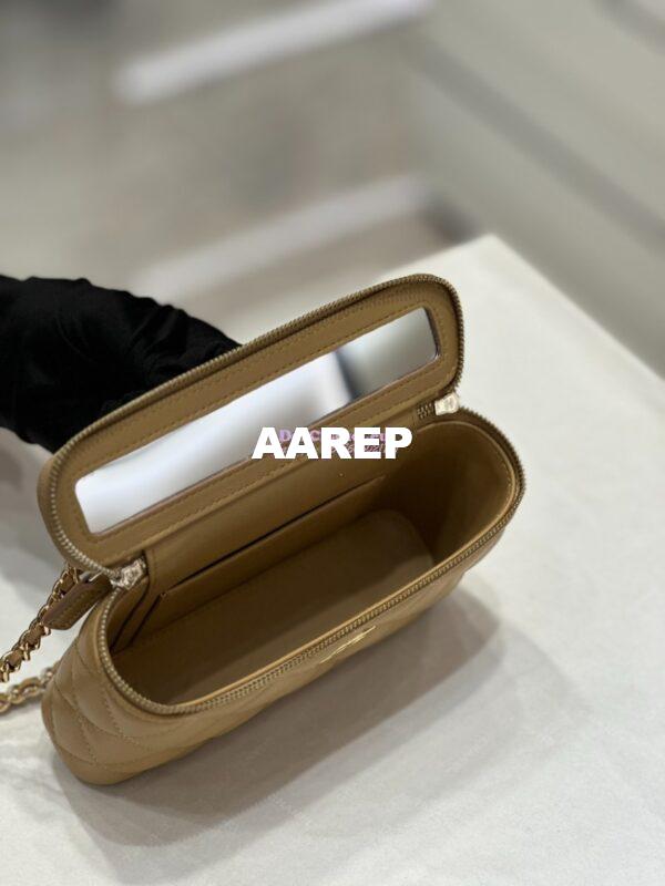 Replica Chanel Lambskin Clutch With Chain with Imitation Pearls & Enamel AP3515 Beige 16