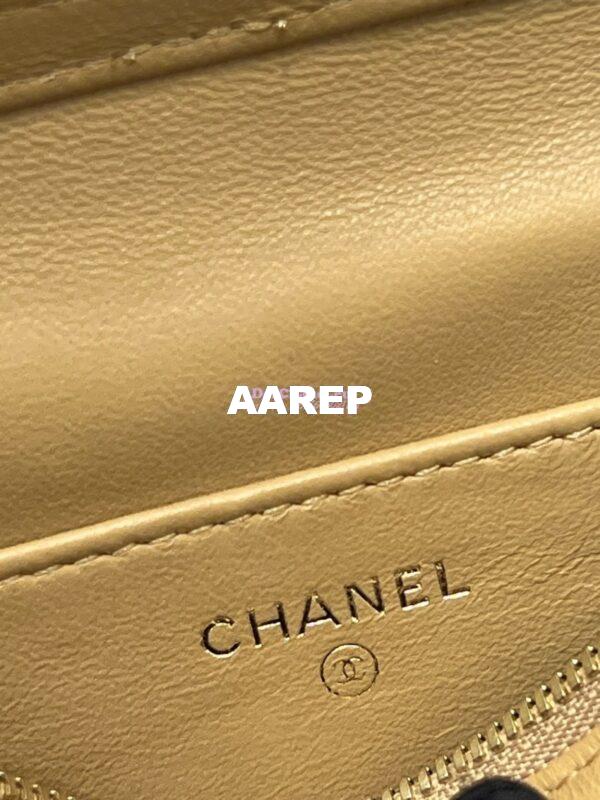 Replica Chanel Lambskin Clutch With Chain with Imitation Pearls & Enamel AP3515 Beige 18