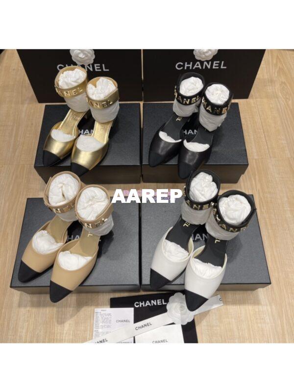 Replica Chanel Gold Letter Ankle Strap Goatskin w Grossgrain 20mm G02819v White 3