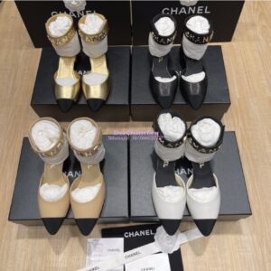 Replica Chanel Gold Letter Ankle Strap Goatskin w Grossgrain 20mm G02819v White 2