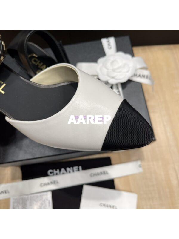 Replica Chanel Gold Letter Ankle Strap Goatskin w Grossgrain 20mm G02819v White 7