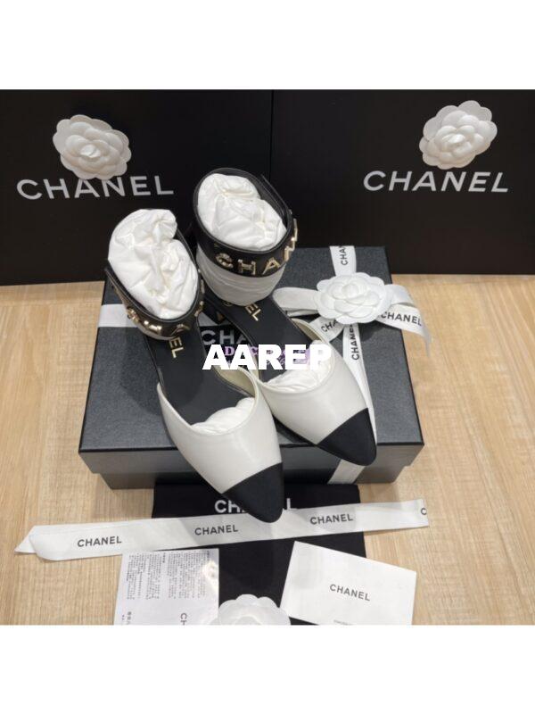 Replica Chanel Gold Letter Ankle Strap Goatskin w Grossgrain 20mm G02819v White 9
