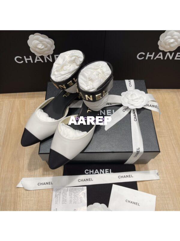 Replica Chanel Gold Letter Ankle Strap Goatskin w Grossgrain 20mm G02819v White 10