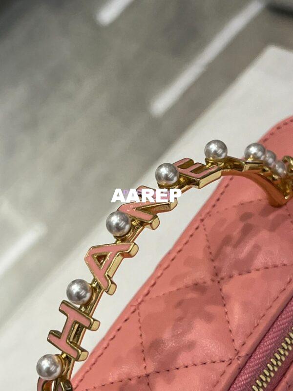 Replica Chanel Lambskin Clutch With Chain with Imitation Pearls & Enamel AP3515 Pink 11