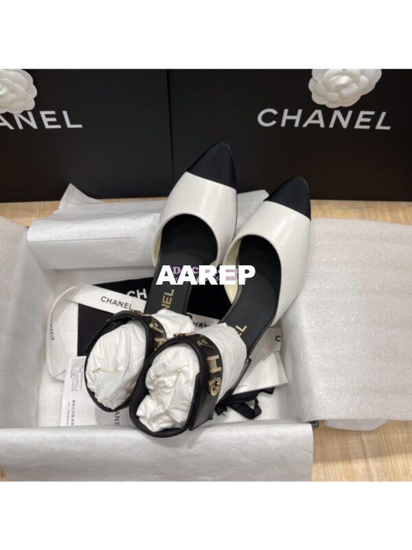 Replica Chanel Gold Letter Ankle Strap Goatskin w Grossgrain 20mm G02819v White 11
