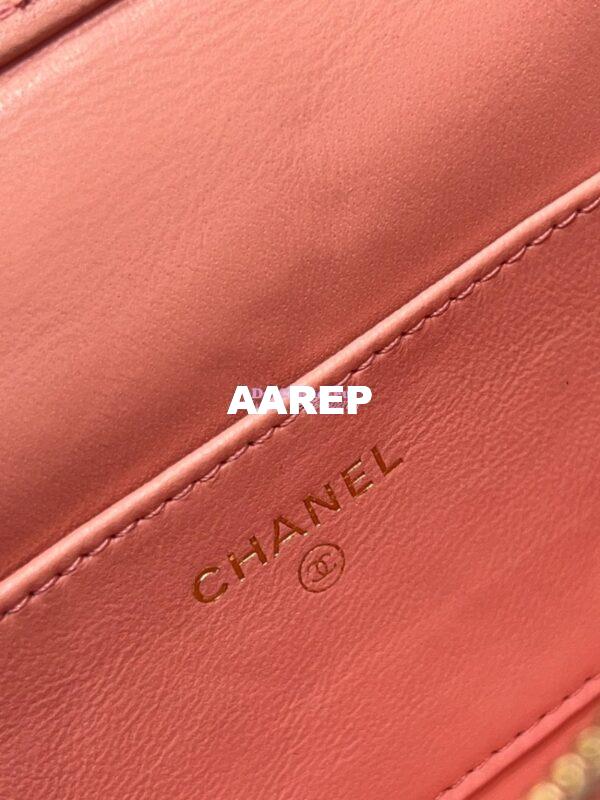 Replica Chanel Lambskin Clutch With Chain with Imitation Pearls & Enamel AP3515 Pink 17