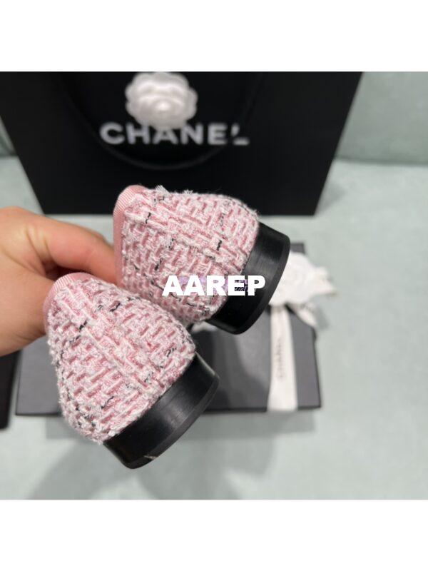 Replica Chanel Tweed and Grossgrain Cap Toe Ballerinas G02819 Black Sakura Pink 9