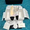 Replica Chanel Tweed and Grossgrain Cap Toe Ballerinas G02819 Black Sakura Pink