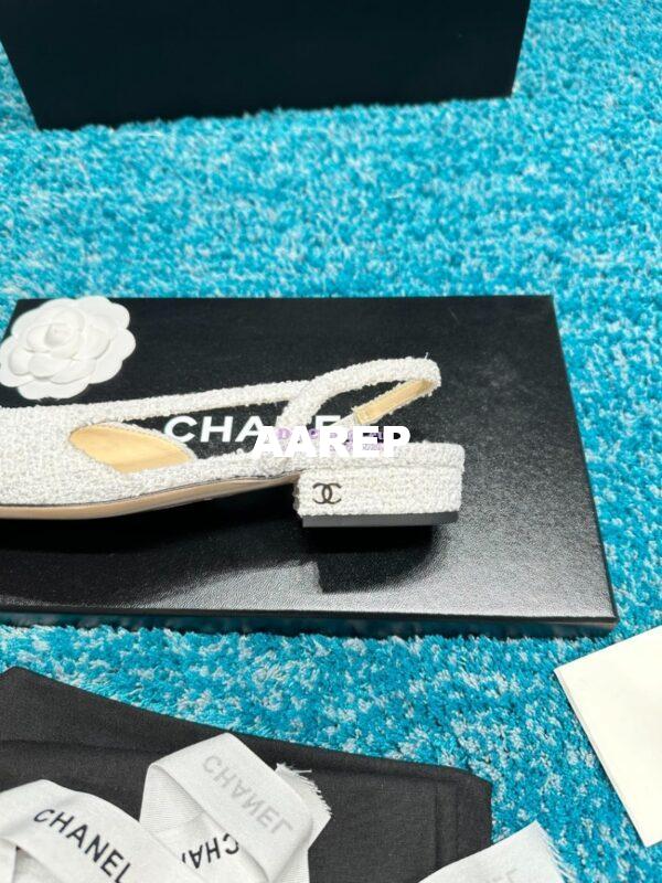 Replica Chanel Slingbacks 20mm Cotton Tweed G31319 Ivory Black 8