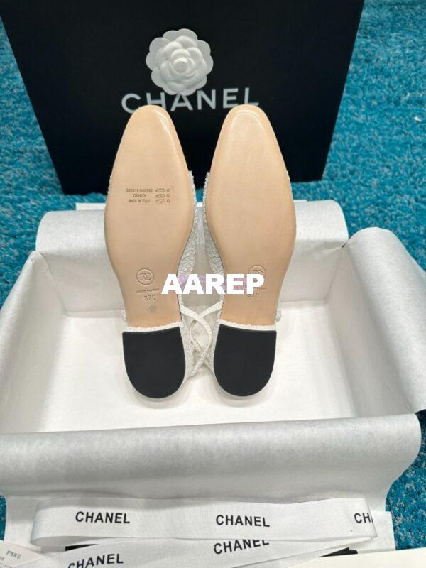 Replica Chanel Slingbacks 20mm Cotton Tweed G31319 Ivory Black 10
