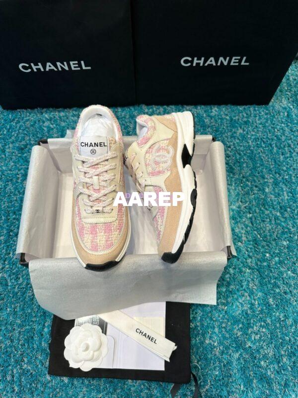 Replica Chanel Trainer Cotton Tweed, Suede Calfskin & Calfskin G38299 Pink 3
