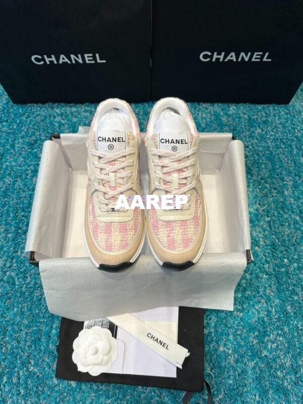 Replica Chanel Trainer Cotton Tweed, Suede Calfskin & Calfskin G38299 Pink 4