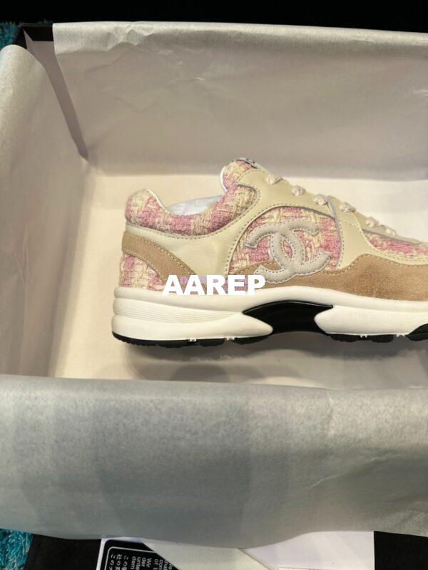 Replica Chanel Trainer Cotton Tweed, Suede Calfskin & Calfskin G38299 Pink 5