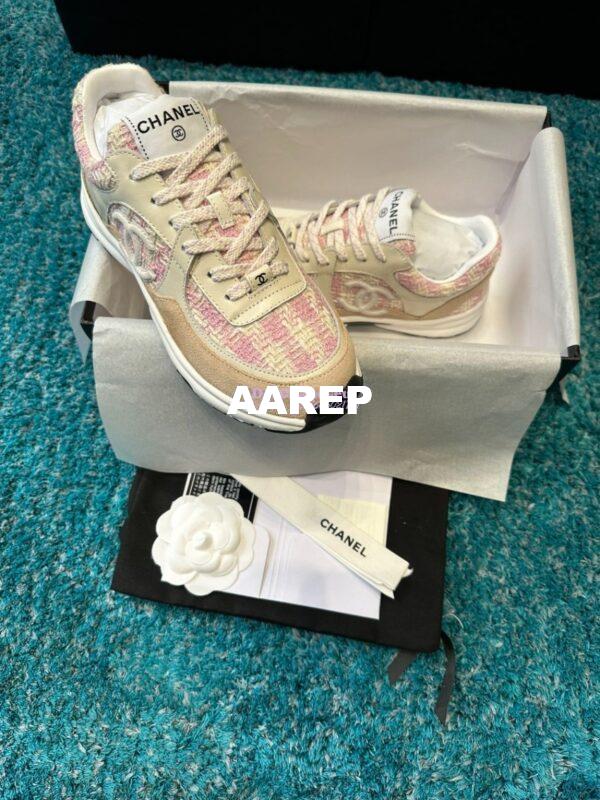 Replica Chanel Trainer Cotton Tweed, Suede Calfskin & Calfskin G38299 Pink 7