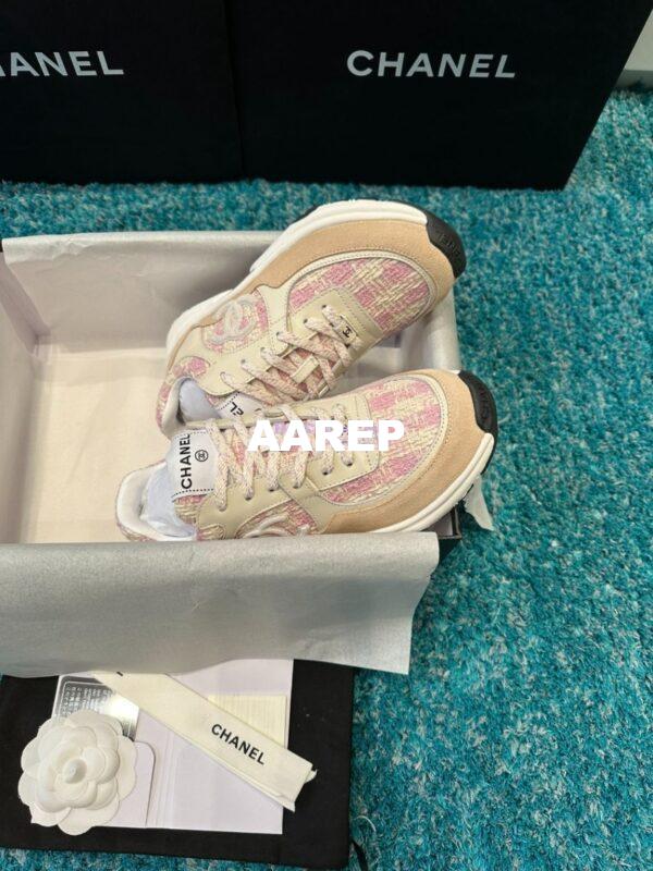 Replica Chanel Trainer Cotton Tweed, Suede Calfskin & Calfskin G38299 Pink 8