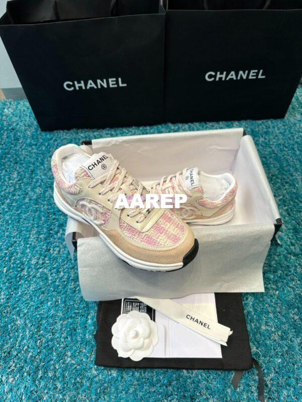 Replica Chanel Trainer Cotton Tweed, Suede Calfskin & Calfskin G38299 Pink 9