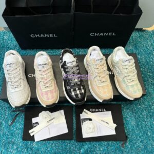 Replica Chanel Trainer Cotton Tweed, Suede Calfskin & Calfskin G38299 Black White
