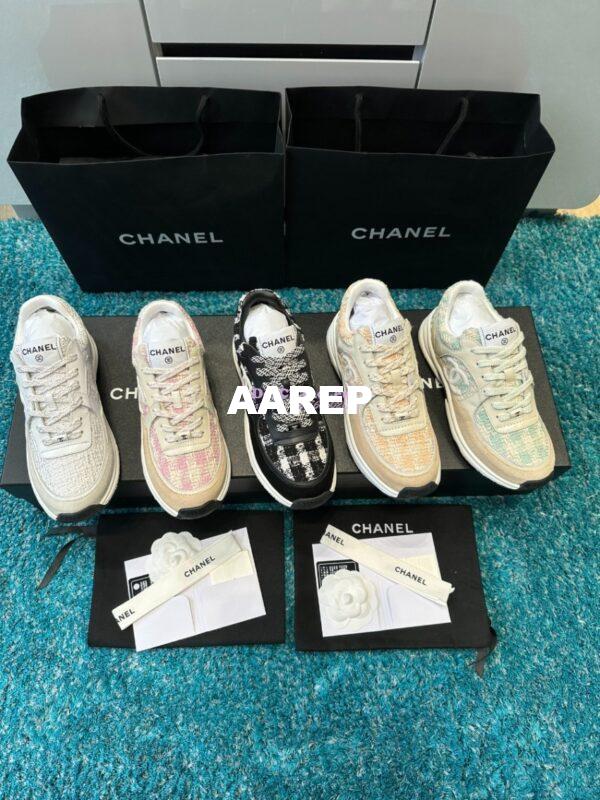 Replica Chanel Trainer Cotton Tweed, Suede Calfskin & Calfskin G38299 Black White 3
