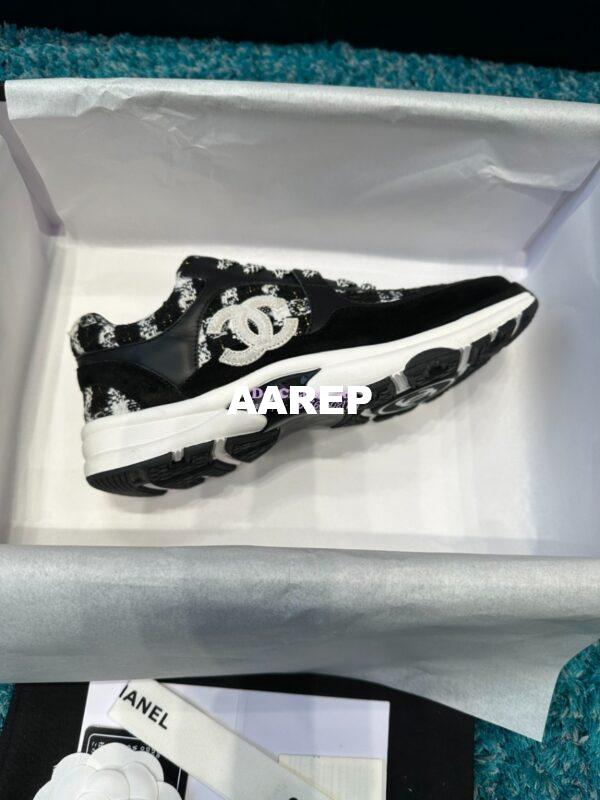 Replica Chanel Trainer Cotton Tweed, Suede Calfskin & Calfskin G38299 Black White 6