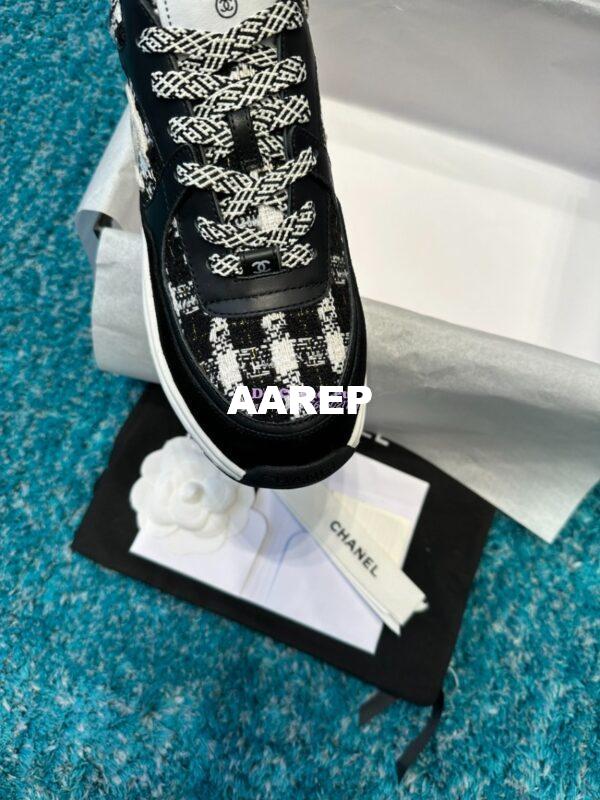 Replica Chanel Trainer Cotton Tweed, Suede Calfskin & Calfskin G38299 Black White 8