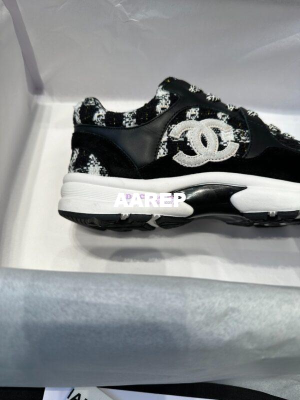 Replica Chanel Trainer Cotton Tweed, Suede Calfskin & Calfskin G38299 Black White 9