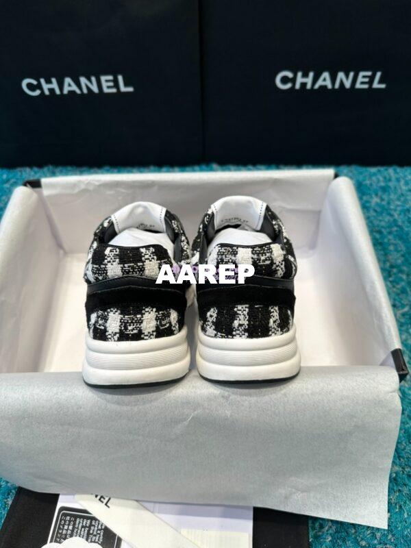 Replica Chanel Trainer Cotton Tweed, Suede Calfskin & Calfskin G38299 Black White 11