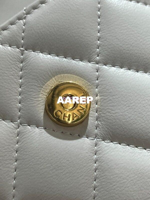 Replica Chanel Lambskin Clutch With Chain with Imitation Pearls & Enamel AP3513 White 13