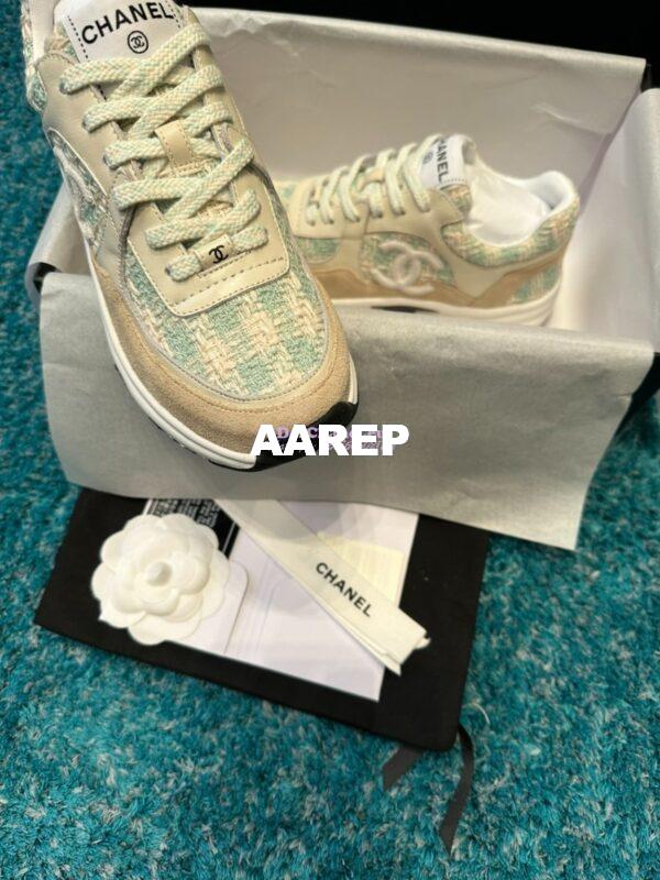 Replica Chanel Trainer Cotton Tweed, Suede Calfskin & Calfskin G38299 Blue 7
