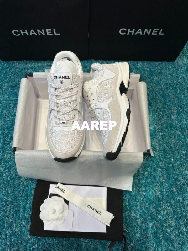 Replica Chanel Trainer Cotton Tweed, Suede Calfskin & Calfskin G38299 White